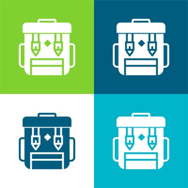 Sırt çantası Düz 4 renk minimal simgesi seti