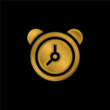 Alarm Saati altın kaplamalı metalik simge veya logo vektörü