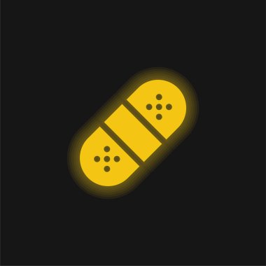 Band Aid yellow glowing neon icon clipart