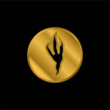 Kuş Yazdırma Altın Kaplama Metal Simgesi veya logo Vektörü