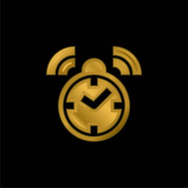 Alarm Saati altın kaplamalı metalik simge veya logo vektörü