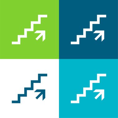 Ascending Stairs Signal Flat four color minimal icon set clipart