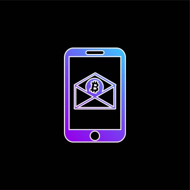 Cep telefonu mavi gradyan vektör simgesi tarafından Bitcoin e- postası