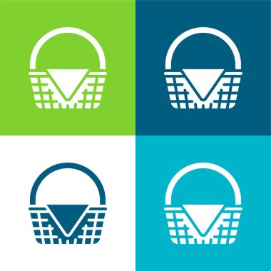 Basket Flat four color minimal icon set clipart