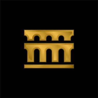 Aqueduct altın kaplama metalik simge veya logo vektörü