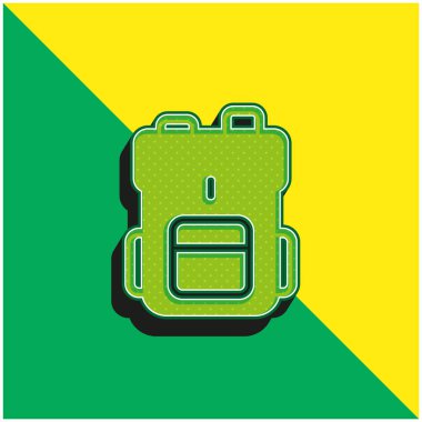 Büyük sırt çantası yeşil ve sarı 3D vektör simgesi logosu