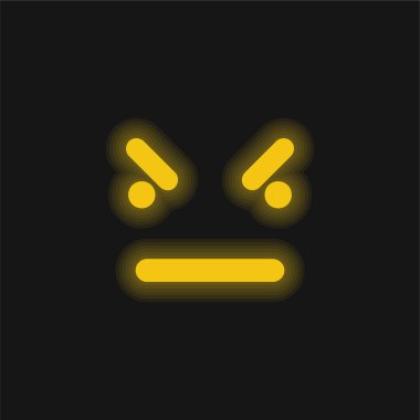 Kötü Duygu Meydanı Yüzü Sarı Parlak Neon simgesi
