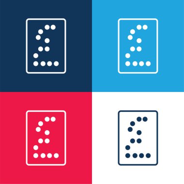 Braille Metin mavi ve kırmızı dört renk minimal simgesi seti