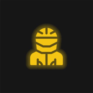 Bisikletçi sarı parlak neon simgesi