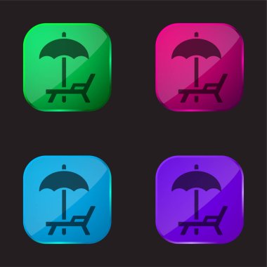 Plaj Şemsiyesi ve Hamak Dört Renkli Cam Simge