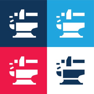 Anvil blue and red four color minimal icon set clipart