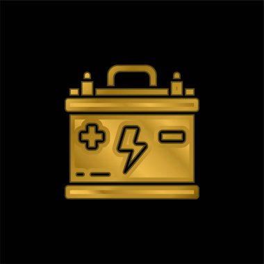 Pil altın kaplamalı metalik simge veya logo vektörü