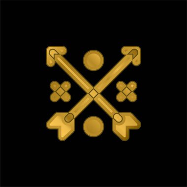 Altın kaplama metalik simge veya logo vektörü