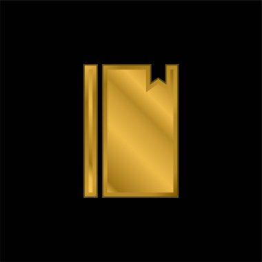 Kitap altın kaplamalı metalik simge veya logo vektörü