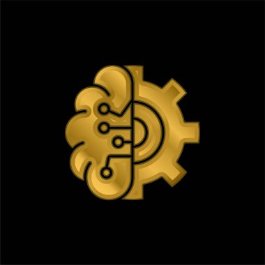 Yapay zeka altın kaplama metalik simge veya logo vektörü