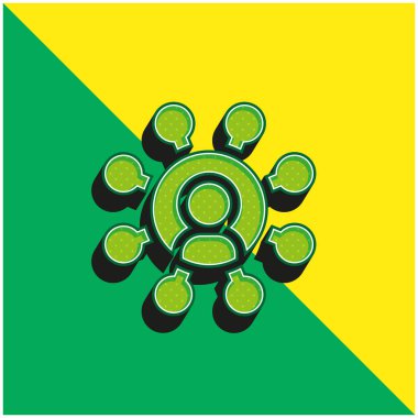 Bağlı yeşil ve sarı modern 3d vektör simgesi logosu