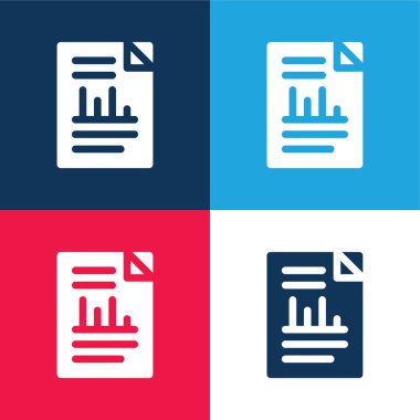 Analitik mavi ve kırmızı dört renk minimal simge kümesi