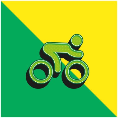 Bisiklet Yarışı Yeşil ve Sarı 3D vektör simgesi
