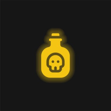 Bottle yellow glowing neon icon clipart