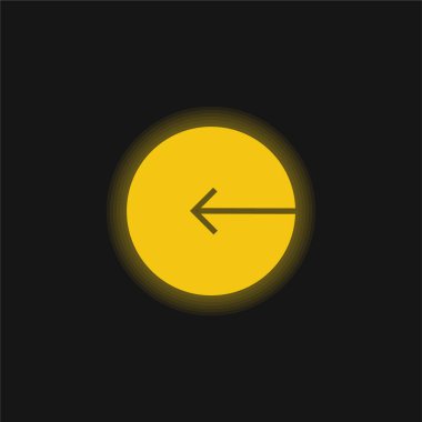 Sol Dairesel Düğme 'yi gösteren ok ucu sarı parlak neon simgesi