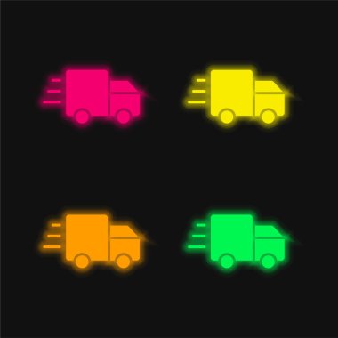 Dört renk parlayan neon vektör simgesi ekle