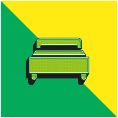 Yatak odası Yeşil ve sarı modern 3D vektör simgesi logosu