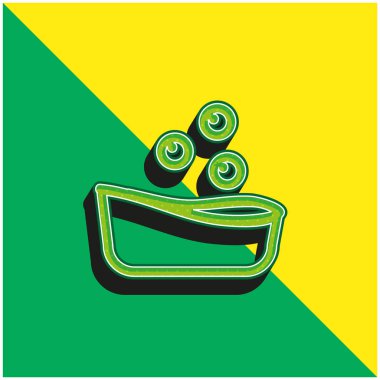 Oyuncak Topları Yeşil ve Sarı 3D vektör logosuyla Bebek Banyosu