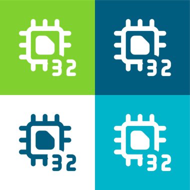 32 Bit Düz 4 renk en küçük simge seti