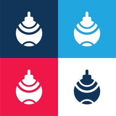 Bauble mavi ve kırmızı dört renk en düşük simge kümesi