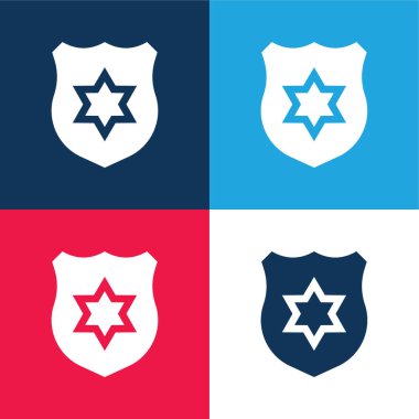 Badge blue and red four color minimal icon set clipart