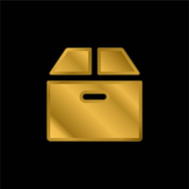 Kutu altın kaplama metalik simge veya logo vektörü