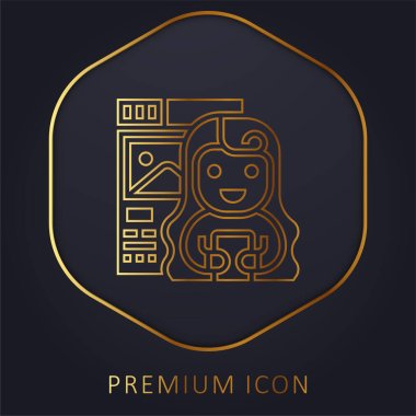 Blogger golden line premium logo or icon clipart