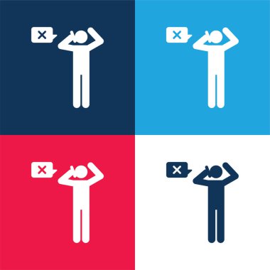 Kötü İnceleme mavi ve kırmızı dört renk minimal simgesi seti