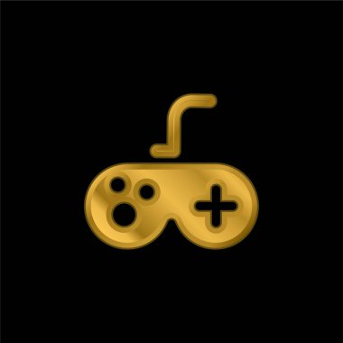Antika Gamepad altın kaplama metalik simge veya logo vektörü
