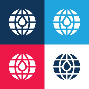 Kan bağışı mavi ve kırmızı dört renk minimal simgesi