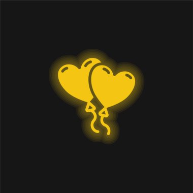 Balonlar sarı parlayan neon simgesi