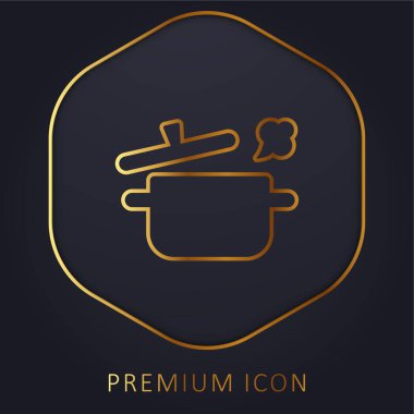 Boling Pot altın çizgisi prim logosu veya simgesi