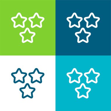 3 Stars Outlines Flat four color minimal icon set clipart