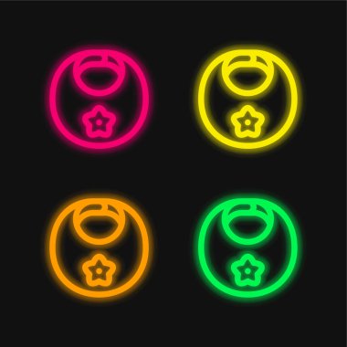 Önlük dört renk parlayan neon vektör simgesi