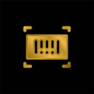 Barkod altın kaplama metalik simge veya logo vektörü