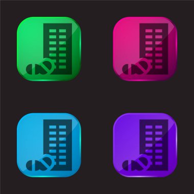 Kabarcık dört renkli cam düğme simgesi