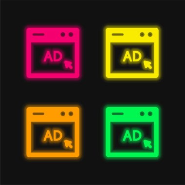 Uygulama AD dört renk parlayan neon vektör simgesi