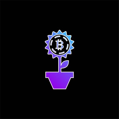 Bitcoin Çiçeği Bir Ot mavi eğimli vektör simgesinde