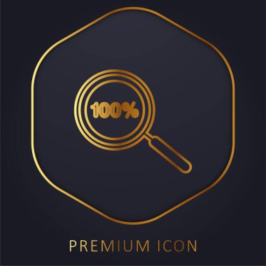 Yüzde 100 Odaklanma Sembolü Altın çizgi prim logosu veya simgesi