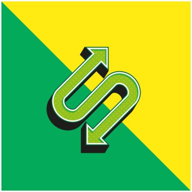 S Şeklinde İki Noktalı Ok Yeşil ve Sarı Modern 3D vektör simgesi logosu