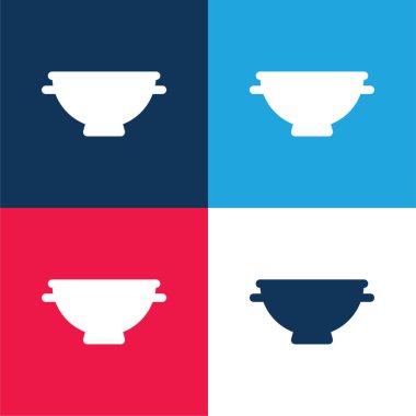 Big Bowl blue and red four color minimal icon set clipart