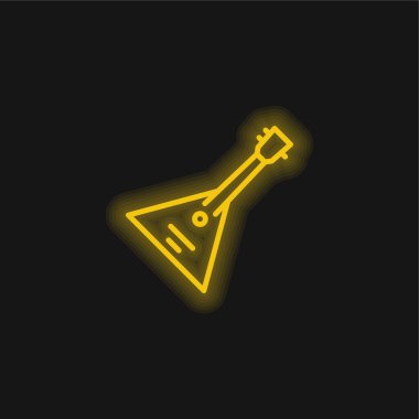 Balalaika yellow glowing neon icon clipart