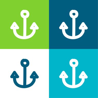 Anchor Hand Drawn Tool Flat four color minimal icon set clipart