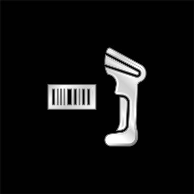 Barcode Scanner silver plated metallic icon clipart