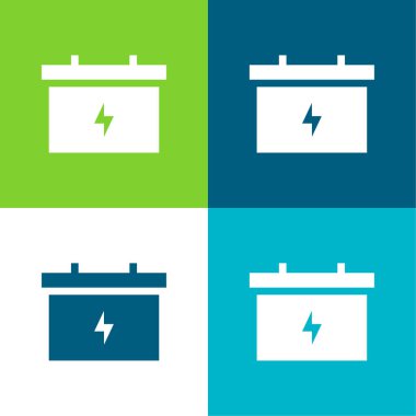 Batarya Düz 4 renk en küçük simge seti